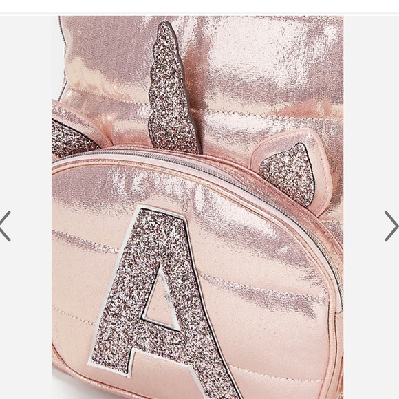 Rose Gold Quilted Unicorn Initial  Backpack “S” - Picture 11 of 11